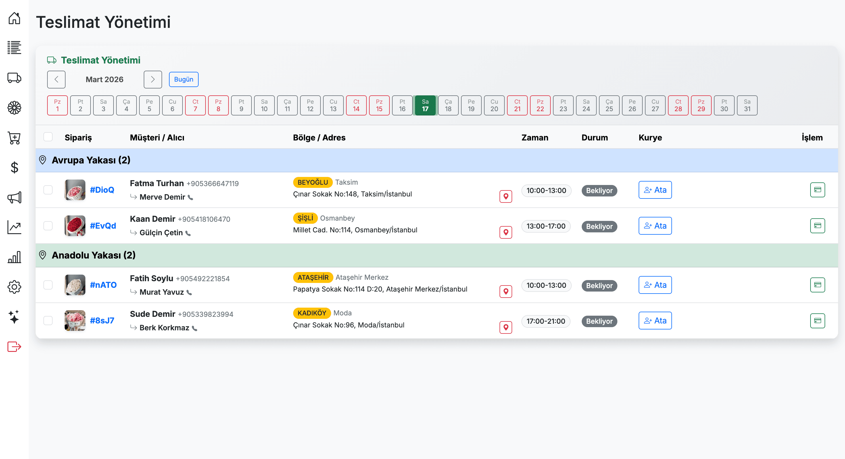 cicekpanel - Teslimat Yönetimi 2
