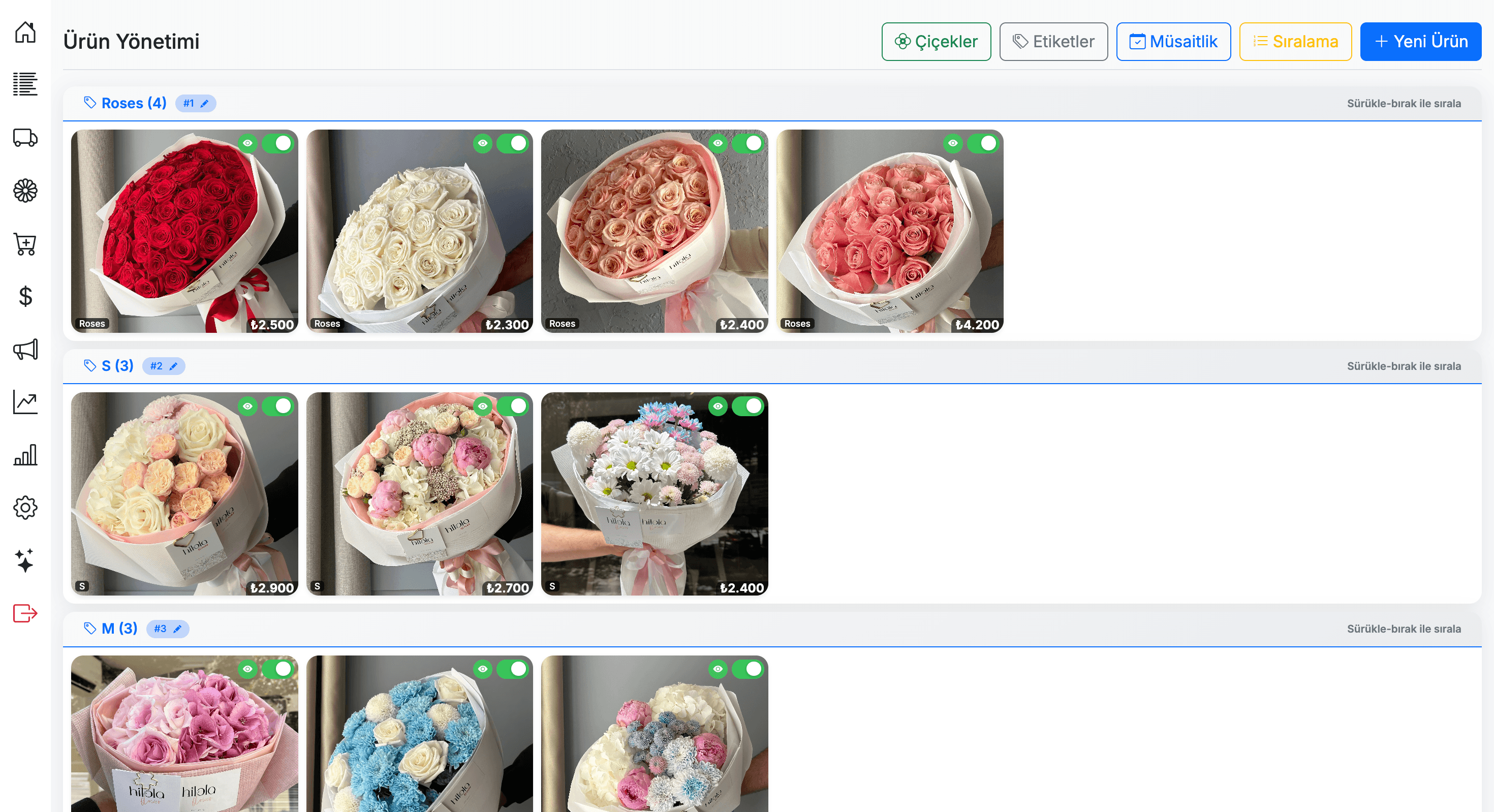 cicekpanel - Ürün Yönetimi 1